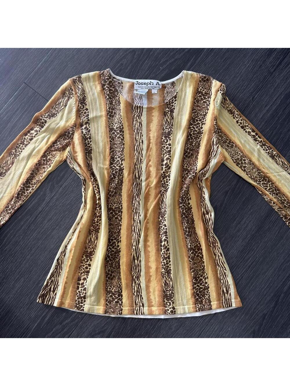 Vintage Joseph A. leopard print long sleeve top Size L